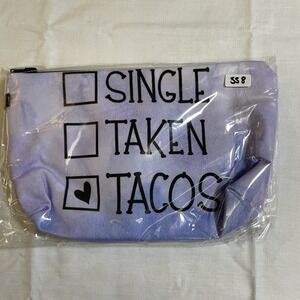 The Pouch Makeup Bag Womens Small Purple Tacos Graphic New Zippered Travel Pouch